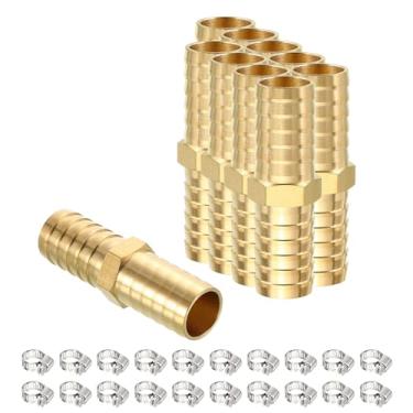 Imagem de HARFINGTON 10 peças de mangueira de latão de 5/20.3 cm a 5/20.3 cm com 20 braçadeiras de mangueira de aço inoxidável para impressão 3D, compressor de ar, máquina CNC, matrizes