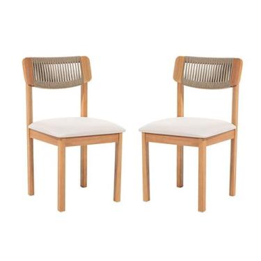 Imagem de Kit 2 Cadeiras com Encosto Corda Assento Estofado Florença - Casa e Ja