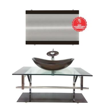 Imagem de Gabinete de Vidro 90cm para Banheiro Romênia - EKASA, Marrom