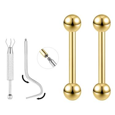 Imagem de ZS 1 par de barra reta curvada de titânio 16G/18G - Joia pequena para piercing de sobrancelha, língua, mamilo, torre, orelha, para mulheres e homens, 6 mm/8 mm/10 mm/12 mm, 18g, Length:8mm, Titânio