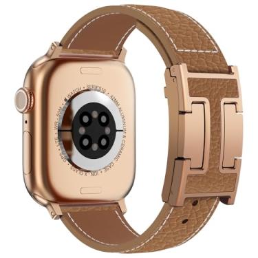 Imagem de CHANCHY Pulseira magnética de couro compatível com Apple Watch Ultra SE3 séries 11/10/9/8/7/6/5/4/3/2/1 de 40 mm, 38 mm, 41 mm, 42 mm, 44 mm, 45 mm, 46 mm, 40 mm, 40 mm, 41 mm, 41 mm, 41 mm, 41 mm, 41