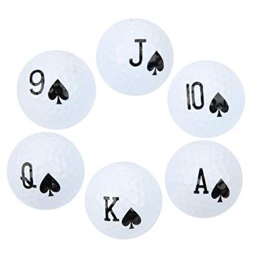 Imagem de Distância mais bolas de golfe, 6 unidades de bola de golfe de longa distância, com número de pôquer para amante de golfe de jogos de prática