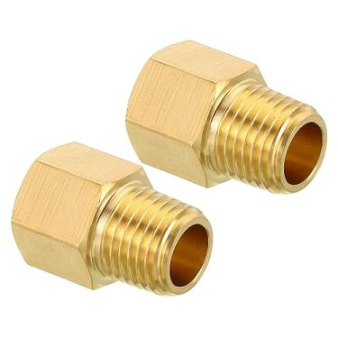 Imagem de 1/4 NPT macho x 1/4 NPT fêmea latão adaptador redutor sextavado para transferência de gás de água, 2 peças