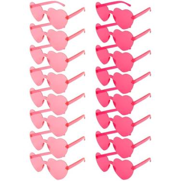 Imagem de Semato 16 peças de óculos de sol rosa e rosa choque coração sem aro em forma de coração lembrancinhas de despedida de solteira