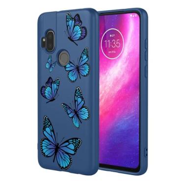 Imagem de HTXWXJC Capa de telefone para Moto One Hyper, XT2027 capa à prova de choque flexível bumper TPU capa macia padrão borboleta capa de telefone para Motorola One Hyper Blue Butterfly