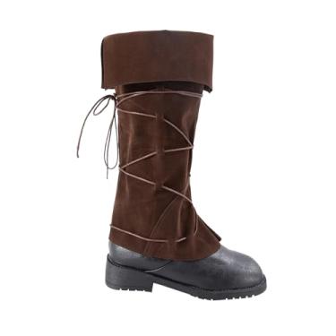 Imagem de Capa de bota de fantasia de pirata renascentista masculina e feminina, capa de botas steampunk medievais, acessórios de pirata, capas de sapato para fantasias de Halloween, cavaleiro guerreiro viking