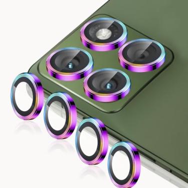 Imagem de Luchantle 2 conjuntos para Motorola Moto Edge 70 protetor de lente de câmera de vidro temperado 9H, acessórios de decoração de anel de metal (multicolorido)