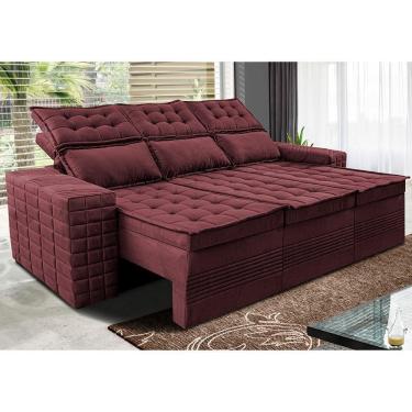 Imagem de Sofá 3 Lugares Retrátil E Reclinável Cama Inbox Senses 2,00m Velusoft Vinho