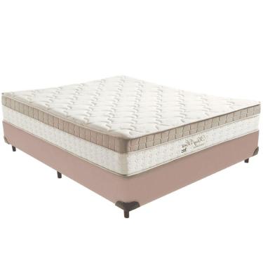 Imagem de Cama Box Bege E Colchão King Best Bege Molas Ensacadas Casal Anjos