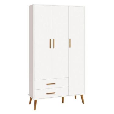 Imagem de Guarda Roupa Infantil Isis 3 Portas E 2 Gavetas Branco - Reller Móveis Branco