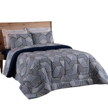 Imagem de Coberdrom Solteiro Em Malha De Algodão Fio Penteado - Marinho