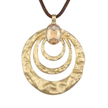 Imagem de Bjesinmo Colares longos e grossos para mulheres, boho grande, pingente de ouro, colar hippie, bijuterias, acessórios, Couro sintético, Sem Pedra Preciosa