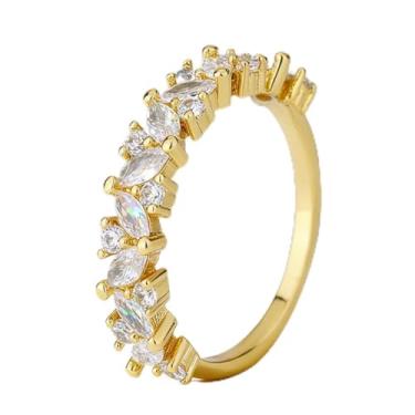 Imagem de 1 anel de olho de cavalo super flash banhado a prata branca para mulheres uso diário namoro melhor presente de aniversário joias finas presentes, Gold-7, Prata, Zircônia cúbica