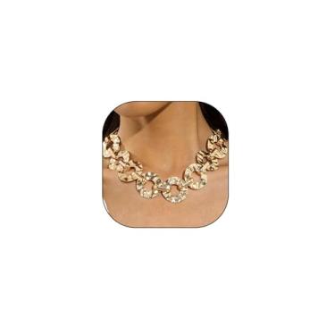 Imagem de RTY Colar de gargantilha de ouro grosso, geométrico, corrente grossa, colar arrojado, joia feminina, one size, Zinco, Sem Pedra Preciosa