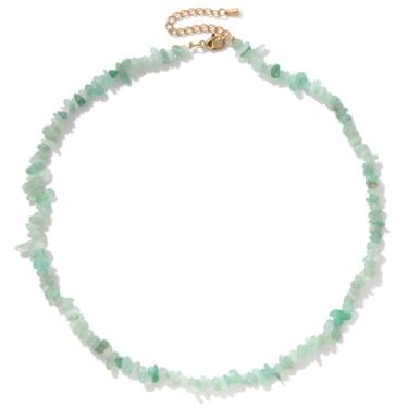 Imagem de Chiorgone Colar feminino turquesa natural, gargantilha com contas boêmias, joia espiritual de boa sorte ajustável com cartão de significado, One size, Cristal, Sem Pedra Preciosa