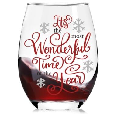Imagem de Presentes de taças de vinho de Natal para mulheres, mãe, irmã, amigas, avó, tia, filha, esposa, colega de trabalho, professora, época mais maravilhosa do ano, taça de vinho sem haste para anfitriã de