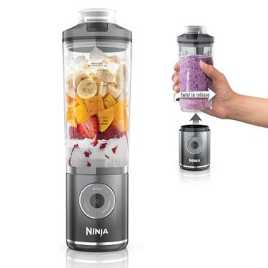 Imagem de Ninja Blast Max, liquidificador portátil e pessoal + Twist & Go, Smoothie, Blend, Ice Crush, 3 programas, sem fio, recipiente removível de 650 ml, lavável na lava-louças, à prova de vazamento, cinza