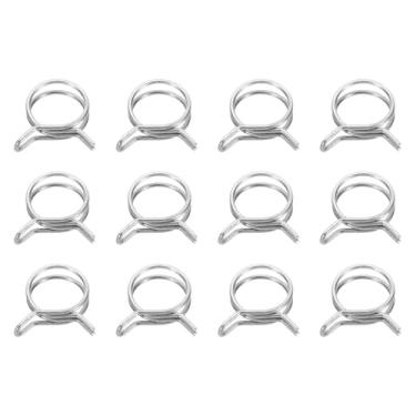 Imagem de HARFINGTON Clipes de mangueira de linha de combustível de fio duplo 30 mm ID 30-34 mm OD, 12 peças de clipes de mola de tubo de aço inoxidável para mangueira de ar, tubo de água, motocicleta, scooter