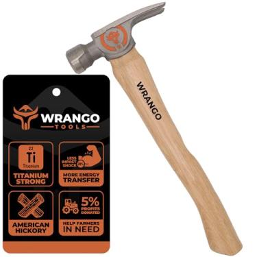 Imagem de Wrango Martelo de prego de titânio da Tools – Cabeça de 396 g, cabo de madeira de 37 cm, face lisa, haste de 38 mm de diâmetro