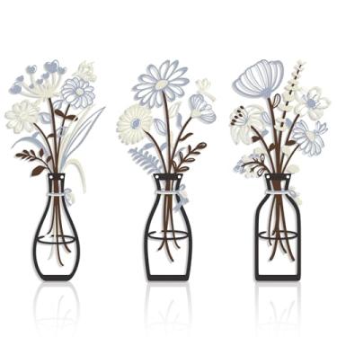 Imagem de RIJINDOUJIN Vaso de metal de ferro arte de parede minimalista preto decoração floral para sala de estar, quarto, cozinha, escritório - decoração moderna de casa de fazenda e presentes de inauguração