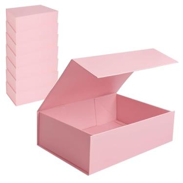 Imagem de Conjunto de 8 Caixas de Presente com Tampas de Fecho Magnético, Caixa de Presente Rosa com Fecho Magnético, para Casamento, Natal, Aniversários, Dia das Mães,Pink 8 pack,12.2×8.6×3.9in