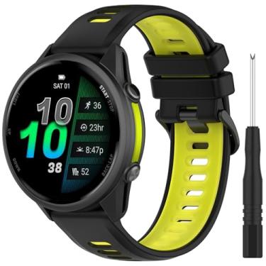 Imagem de Pulseira de relógio Garmin Forerunner 965, pulseiras de silicone de 22 mm para Garmin Forerunner 970/965 Solar/955/955 Solar/945/935/745/Approach S62/S60 smartwatch (preto limão)