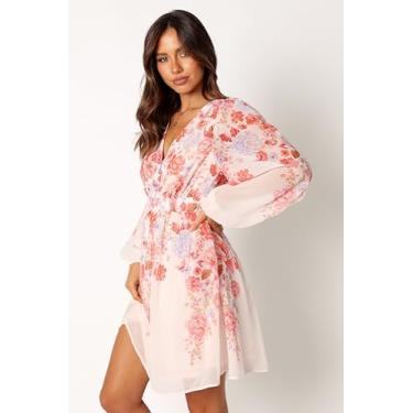 Imagem de Petal & Pup Minivestido feminino de manga comprida Hattie, Rosa floral, P
