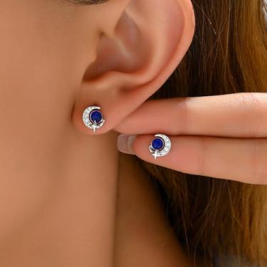 Imagem de Brincos de lua crescente para mulheres, minimalistas, leves, lápis-lazúli, presentes de Natal para amizade, presentes para mulheres, dia dos namorados, Medium, Latão, Sem pedra preciosa