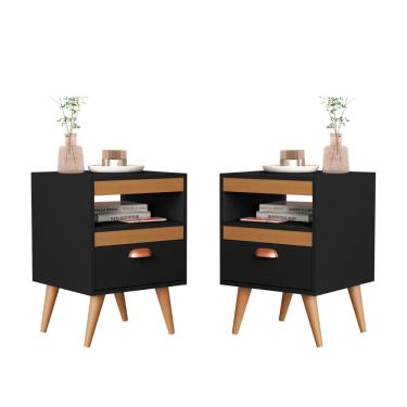 Imagem de Kit Mesa Cabeceira 2 Unidades Preto Ype Preto