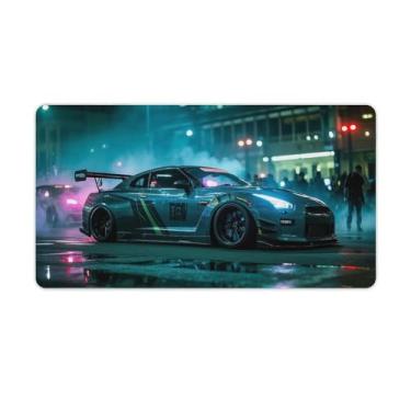 Imagem de HouLaiZhe Modificação R35 Jdmー Mousepads para jogos JDM Almofadas de mesa de carro grandes para teclado de mesa de computador Mat40X75 cm