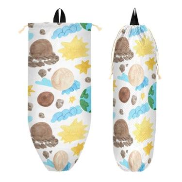 Imagem de xigua Suporte de plástico para sacos de plástico aquarela com cordão 1 pacote, organizador reutilizável para bolsas, meias, roupas íntimas e gravatas