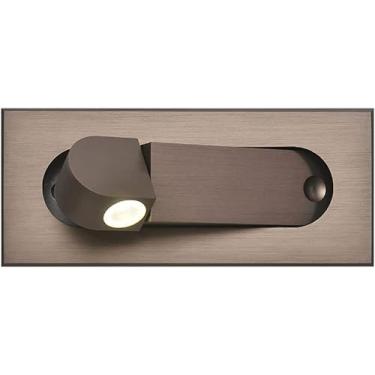 Imagem de Luminária de leitura embutida 3W LED para cabeceira, luz de parede para cabeceira de cama de hotel com rotação de 350° por botão, luminária de destaque com luz natural de 4000K (C)