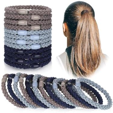 Imagem de Conjunto de 12 laços de cabelo femininos, faixas de cabelo multicoloridas, acessórios de corda de cabelo para mulheres e meninas (tipo F)