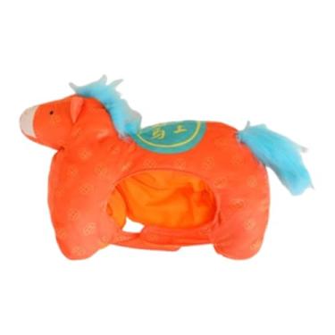 Imagem de simhoa Chapéu de pelúcia em formato de cavalo, ideal para dramatizações e apresentações teatrais, Laranja