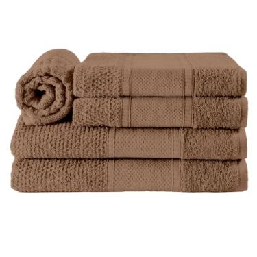 Imagem de Dianneli Jogo de Toalhas Noblesse 5 Peças, 100% Algodão, Relevo em Flocos, 400g/m², 2 Banho 70x140cm, 2 Rosto 50x80cm, 1 Piso 50x70cm (Marrom Café)
