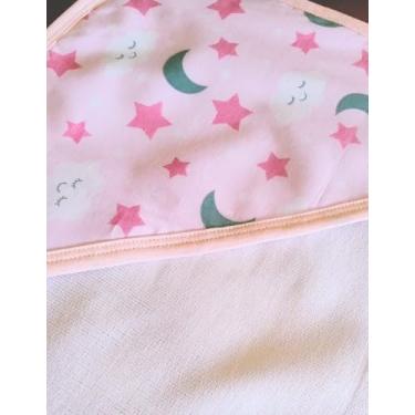 Imagem de Toalha de Banho com Capuz para Bebê, Estampa Céu, 70x70cm, Forro Fralda 100% Algodão, Absorvente, Hipoalergênica e Macia (rosa)