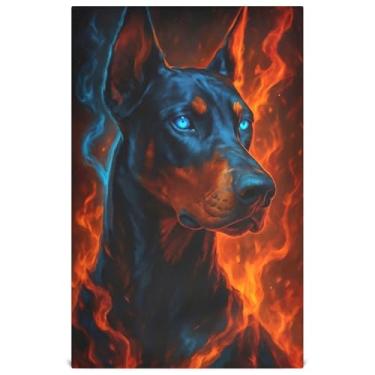 Imagem de Joisal Toalha de mão de chá fofo cachorro legal fogo vívido conjunto de toalhas de prato de cozinha decorativo para pratos de secagem reutilizável absorvente 45 x 71 cm, 4 pacotes com 4