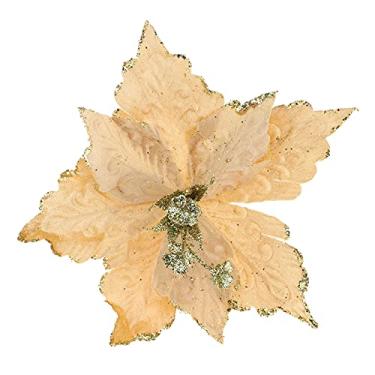 Imagem de ZJchao Ornamento de Flor Artificial Requintado Flor Falsa de Longa Duração para Decoração de Guirlanda de árvore de Natal 28x28cm (#3)