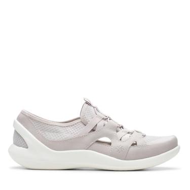 Imagem de Clarks Mocassim feminino Athleisure, Tecido cinza claro, 10 Wide