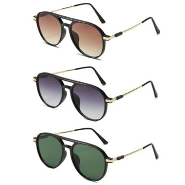 Imagem de Óculos de Sol Redondos com Armação de Metal para Homens e Mulheres, Lentes Degradê, Ideais para Viagem (3 peças - 123)