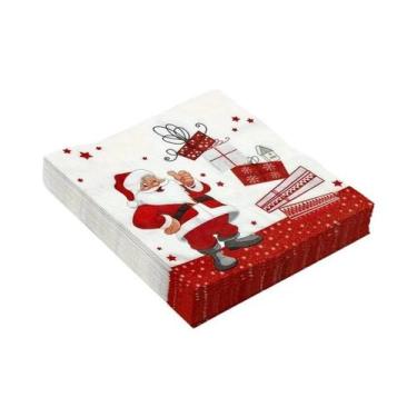 Imagem de Guardanapos Descartáveis De Natal Para Festas, Tema Papai Noel, Pacote