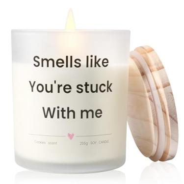 Imagem de Vela de cera de soja com creme de biscoito 50H Tempo de queima · Presente para mulheres aniversário aniversário engraçado amor romântico vela com pote fosco · Velas perfumadas de longa duração
