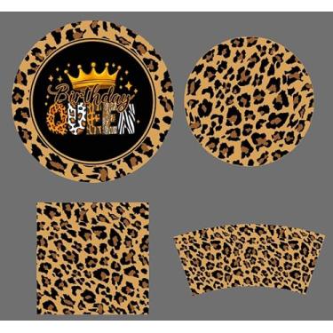 Imagem de Piooluialy Leopard Print Party Decorations Tableware - Jungle Animal Theme Party Supplies Include, Plates, Napkins, Cups, Cutlery, Animal Cheetah Print Birthday Party Supplies | Serves 24