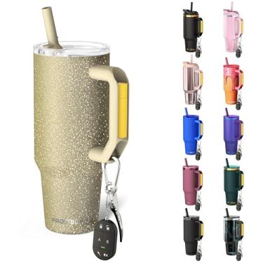 Imagem de Thicc Buddy - Copo isolado a vácuo de aço inoxidável de 1,134 g com tampa e canudo para água - Caneca de viagem compatível com porta-copos - Presentes para mulheres e homens Ele Ela (Champagne Glitz)