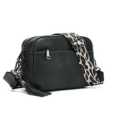 Imagem de KL928 Bolsa tiracolo pequena para mulheres, bolsa de celular de couro sintético macio, alça ajustável, bolsa carteira de ombro, Cinza carvão