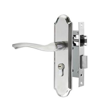 Imagem de PXNQMTJM 1 conjunto de painel de aço inoxidável com núcleo de fechadura de cobre silencioso fechadura de porta de sala de estilo antigo com chave