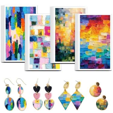 Imagem de OLYCRAFT 24 peças de papel de transferência de argila para pintura abstrata, 4 estilos, papel de transferência para pintura a óleo de polímero, textura, folhas de transferência de argila de polímero