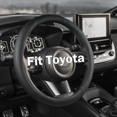 Imagem de KEAIDAP Capa de volante automotivo para Toyota Tacoma, 4Runner, Tundra, Sequoia - Antiderrapante e Estético Boost, Precisão 15,5-16 polegadas (Tamanho Preto-Grande)