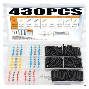 Imagem de ROUPWKWO 430 peças de conectores de fio de vedação de solda, fio termorretrátil, conector elétrico de emenda com manga isolada