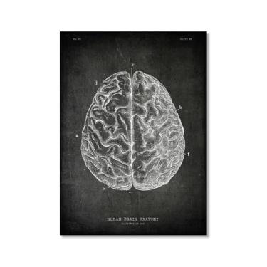 Imagem de Arte vintage de anatomia humana – Pintura em tela de educação médica, esqueleto humano, gaiola, cérebro, coração, anatomia, pôster para decoração de casa de clínica hospitalar (SKU3,8 x 30,5 cm = (20